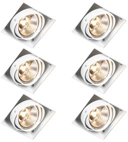 Conjunto de 6 focos embutidos brancos GU10 AR111 sem aro ajustáveis - Oneon