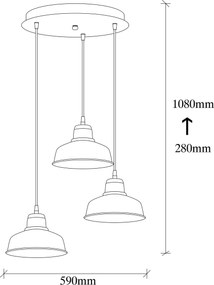 Candeeiro de Teto Berceste – Preto – Diâmetro 59 cm