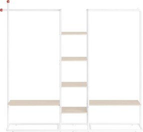 Guarda-roupa aberto com 6 prateleiras e 2 varões 33,8 x 163,6 x 175,3 cm bege-branco