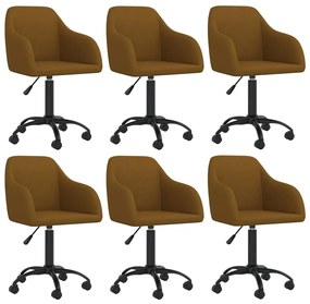vidaXL Cadeiras de jantar giratórias 6 pcs veludo castanho