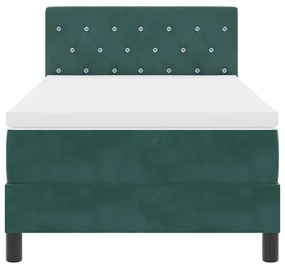 Cama Box Spring vidaXL com Colchão e LED Verde Escuro 90x200 cm Veludo