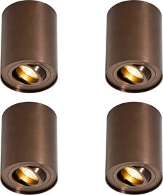 Conjunto de 4 focos de teto modernos bronze escuro giratórios e inclináveis - Rondoo Up