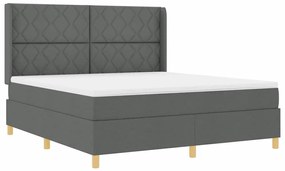Cama Box Spring vidaXL com Colchão e LED Cinza Escuro 180x200 cm em Te