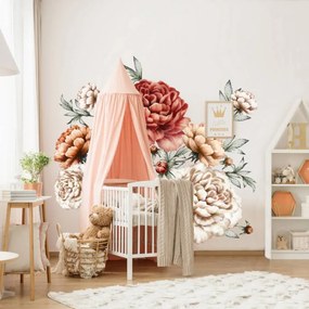 Papel de parede autoadesivo Peony em tons de castanho