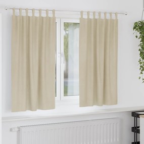 Cortinas Blackout vidaXL com Alças de Pendurar 2 pcs Veludo Creme