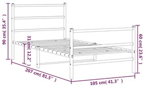 Estrutura de cama com cabeceira e pés 100x200 cm metal branco