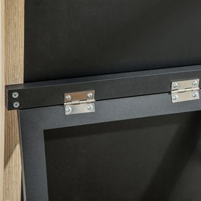 Espelho de Pé 37x157 cm Espelho de Corpo Inteiro com Estrutura de MDF e Suporte Branco e Madeira Clara