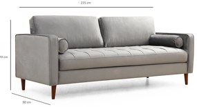 **** Sofá de 3 Lugares Rome – Cinzento Claro – 215x90x70 cm

**