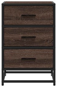 Mesa de cabeceira carvalho castanho 40x34,5x60 cm madeira metal