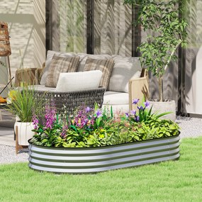 Floreira elevada em aço galvanizado com borda de borracha 181 x 93 x 30 cm prateado