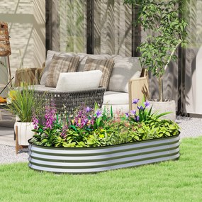 Floreira elevada em aço galvanizado com borda de borracha 181 x 93 x 30 cm prateado