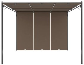 Gazebo jardim c/ cortina lateral 4x3x2,25m cinzento-acastanhado