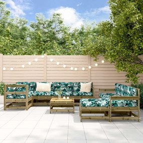 10 pcs conjunto lounge de jardim madeira de pinho impregnada
