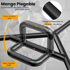 Barra para Pesos Hexagonal com Punhos para Ginásio em Casa Capacidade de Peso de 226 kg 142 x 62 x 13 cm Preto