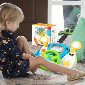 Kit de simulação de direção para crianças, volante interativo com banco, alto-falante musical, megafone, ensino pré-escolar