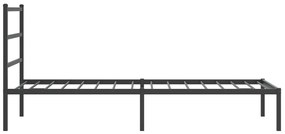 Estrutura de cama com cabeceira 100x190 cm metal preto