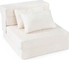 Sofá-cama futon dobrável 3 em 1 com 2 almofadas, em tecido de chenille , para sala, quarto ou escritório bege