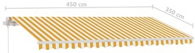 Toldo retrátil manual com LED 450x350 cm amarelo e branco