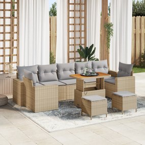 Conjunto de Sofá de Jardim de 10 Peças com Almofadas em Rattan Poly Be