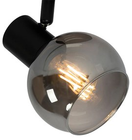 LED Foco de teto inteligente preto com vidro fumado, Wi-Fi P45 - Vidro Art Deco