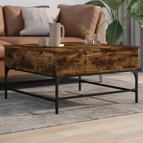 vidaXL Mesa de centro 80x80x45cm deriv. madeira/metal carvalho fumado