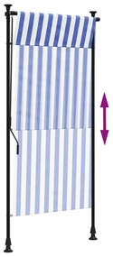 Estore de rolo para exterior 100x270cm tecido/aço azul e branco