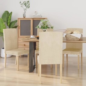 vidaXL Cadeiras de jantar 4 pcs tecido cor creme