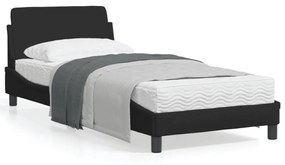 vidaXL Estrutura cama c/ cabeceira sem colchão tecido 90x200 cm preto