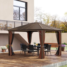 Pérgola para Jardim com Parede Lateral e Rede Mosquiteira 365x300x265