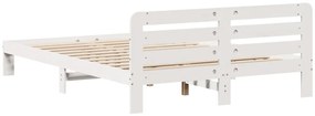 Cama sem colchão 140x190 cm madeira de pinho maciça branco