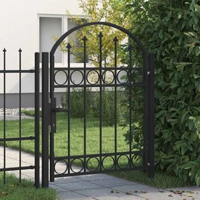 vidaXL Portão para cerca com topo arqueado 100x125 cm aço preto