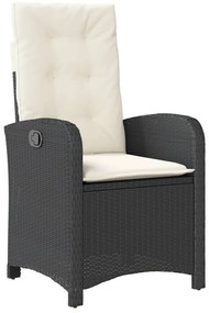 9 pcs conjunto de jantar p/ jardim c/ almofadões vime PE preto
