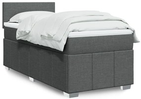 Cama com molas/colchão 90x200 cm tecido cinzento-escuro