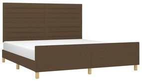 Estrutura de cama sem colchão 160x200 cm tecido castanho-escuro
