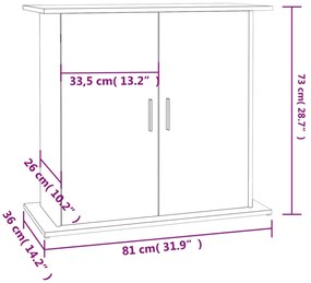 Suporte de aquário 81x36x73cm derivados de madeira cinza sonoma