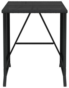3 pcs conjunto de bistrô com almofadões vime PE preto