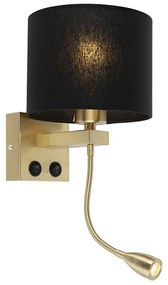 LED Candeeiro de parede Art Deco dourado com cúpula preta - Brescia Art Deco,Moderno