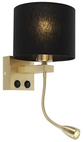 LED Candeeiro de parede art déco dourado com sombra preta - Brescia Art Deco,Moderno