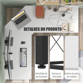 Secretária de Canto – Modelo Nice – 150x150x76 – Moderna – Branco