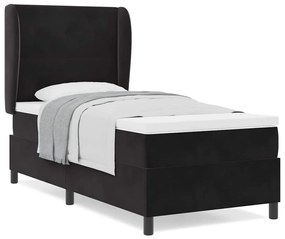 Cama com Estrado e Colchão Preto 100x200 cm em Veludo
