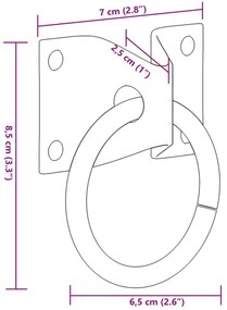 Anéis de engate com placas 3 pcs aço prateado