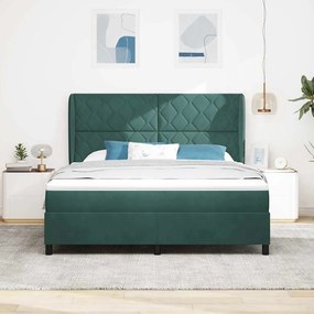 vidaXL Cama Box com colchão Verde Escuro 200 x 180 cm Poliéster