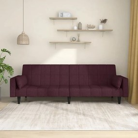 vidaXL Sofá-cama 2 lugares com duas almofadas tecido roxo