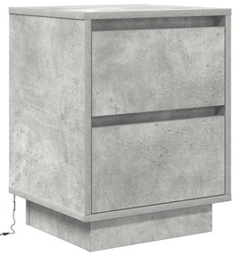 Mesas cabeceira c/ luzes LED 2 pcs 38x34x50 cm cinzento-cimento