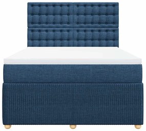 Cama com molas/colchão 140x200 cm tecido azul