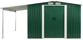 Abrigo de jardim com portas de correr 386x259x178 cm aço verde