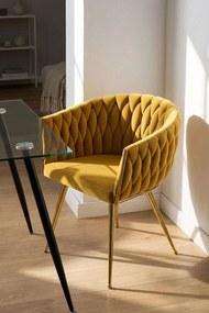 Cadeira Widny Golden Veludo - Mostarda
