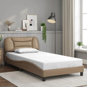 Estrutura cama cabeceira 100x200 cm couro artificial cappuccino