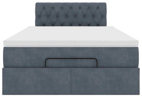 Cama otomana com colchão 120x190 cm veludo cinzento-escuro