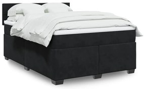 vidaXL Cama com molas/colchão 160x200 cm veludo preto